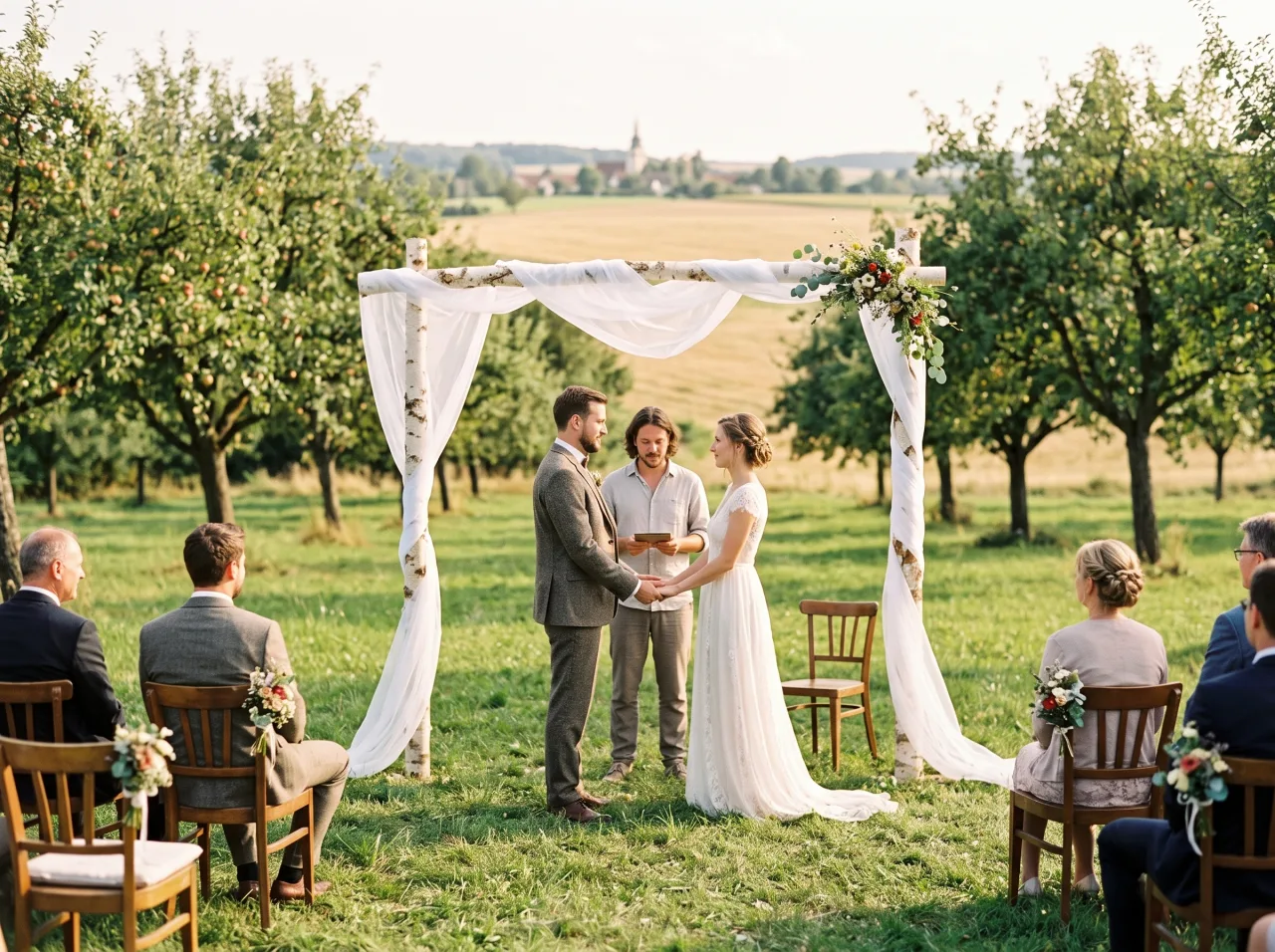Traubogen aus Birke bei einer Hochzeit